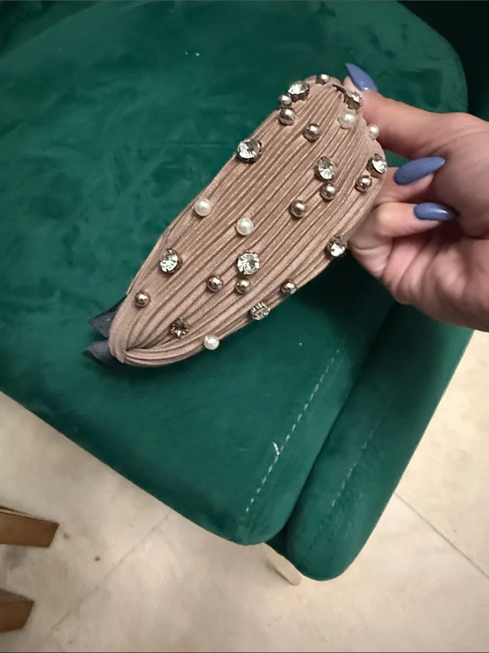 Embellished Padded Headband - Neutral - NEVER WORN